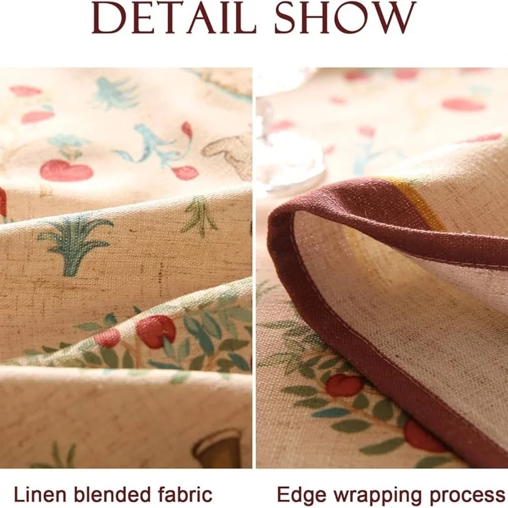 Patdrea DesignYellow French Spring Summer Tablecloth,Rustic Linen Floral Pattern